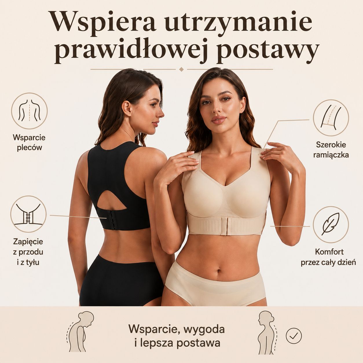 Biustonosz ATELIER™ Korygujący Postawę | Komfort i Wsparcie Pleców
